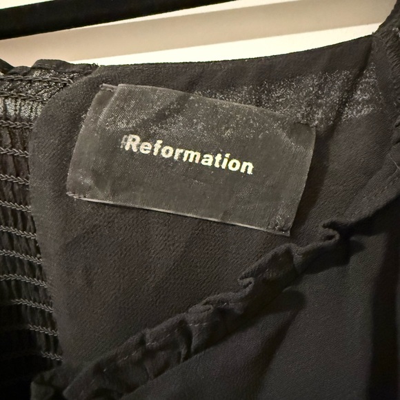 Reformation Black Chiffon Mini Dress 4 - Picture 4 of 6